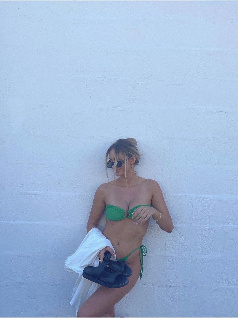 Women’s Green Bandeau Tie-Side Bikini